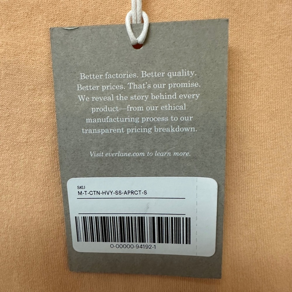 Everlane Mens Premium Heavyweight Tee Organic Cotton Apricot Peach S New - Picture 5 of 9